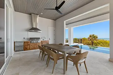 Outdoor kitchen and eating area